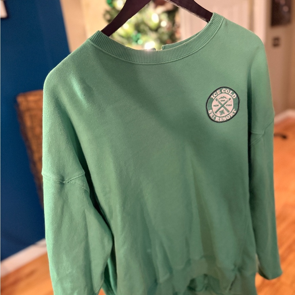 Aerie Ice Cold Green Crew Neck Sweater